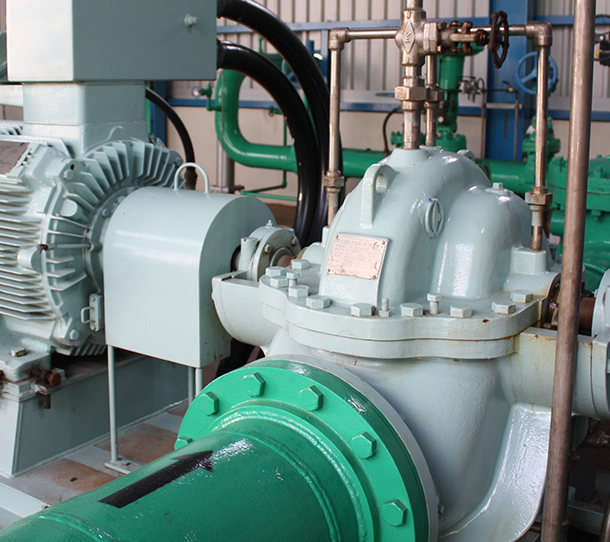 発電プラントでの冷却水ポンプ納入事例イメージ