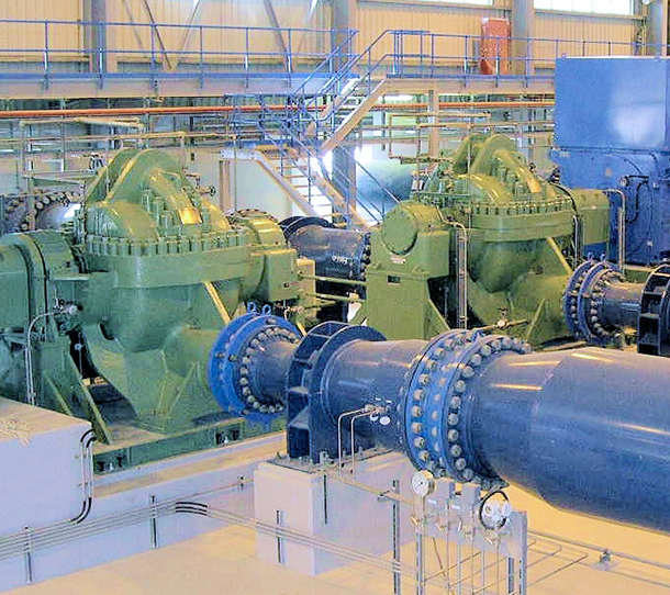 上水ポンプ場での飲料水長距離送水ポンプ納入事例イメージ