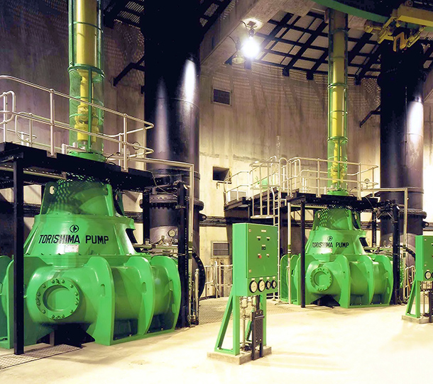 下水中継ポンプ場での汚水ポンプ納入事例イメージ