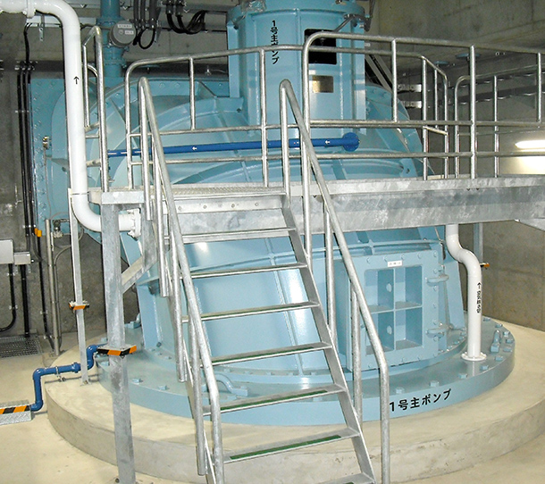 排水機場での排水ポンプ納入事例イメージ