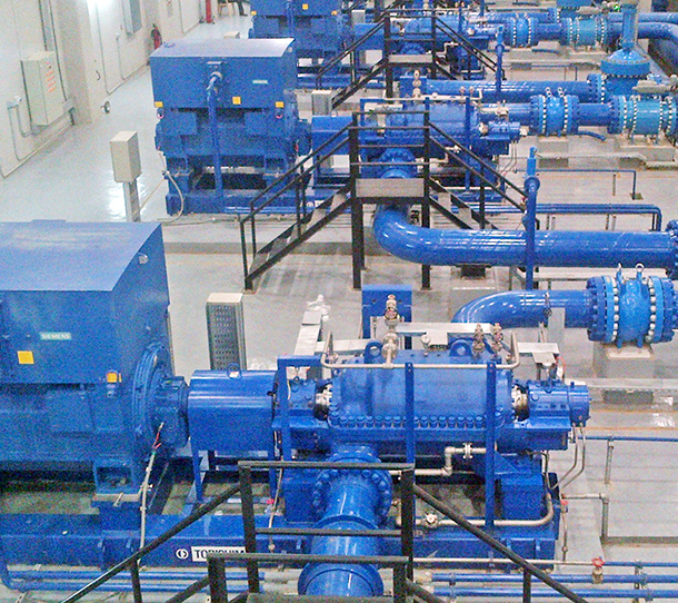 上水プラントでの送水ポンプ納入事例イメージ