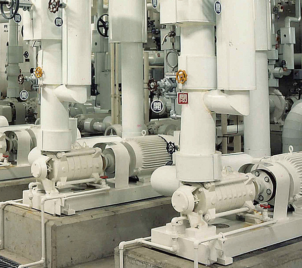 地域冷暖房設備での給水ポンプ納入事例イメージ