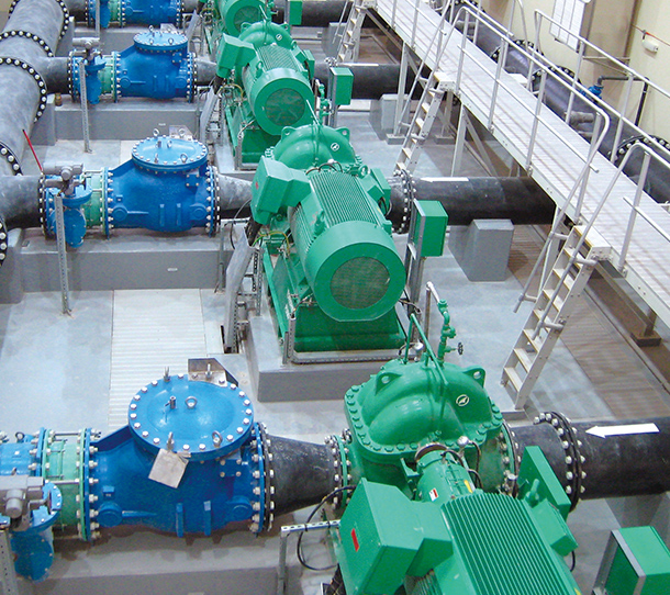 かんがいプラントでの送水ポンプの適用イメージ