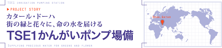 カタール・ドーハ 街の緑と花々に、命の水を届けるTSE1かんがいポンプ設備